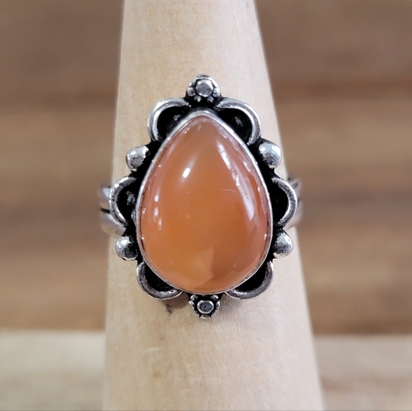 Native Carnelian Gemstone Ring Size 6.5 925 Silver Jewelry Bohemian Western Boho - Picture 3 of 5